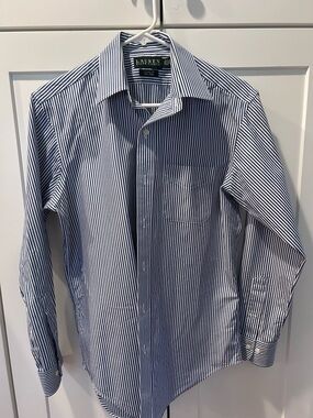 Ralph Lauren Blue and White Striped Dress Shirt